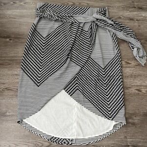 Banana Republic Wrap Midi Skirt Gray Pattern Satin Lined Womens 16